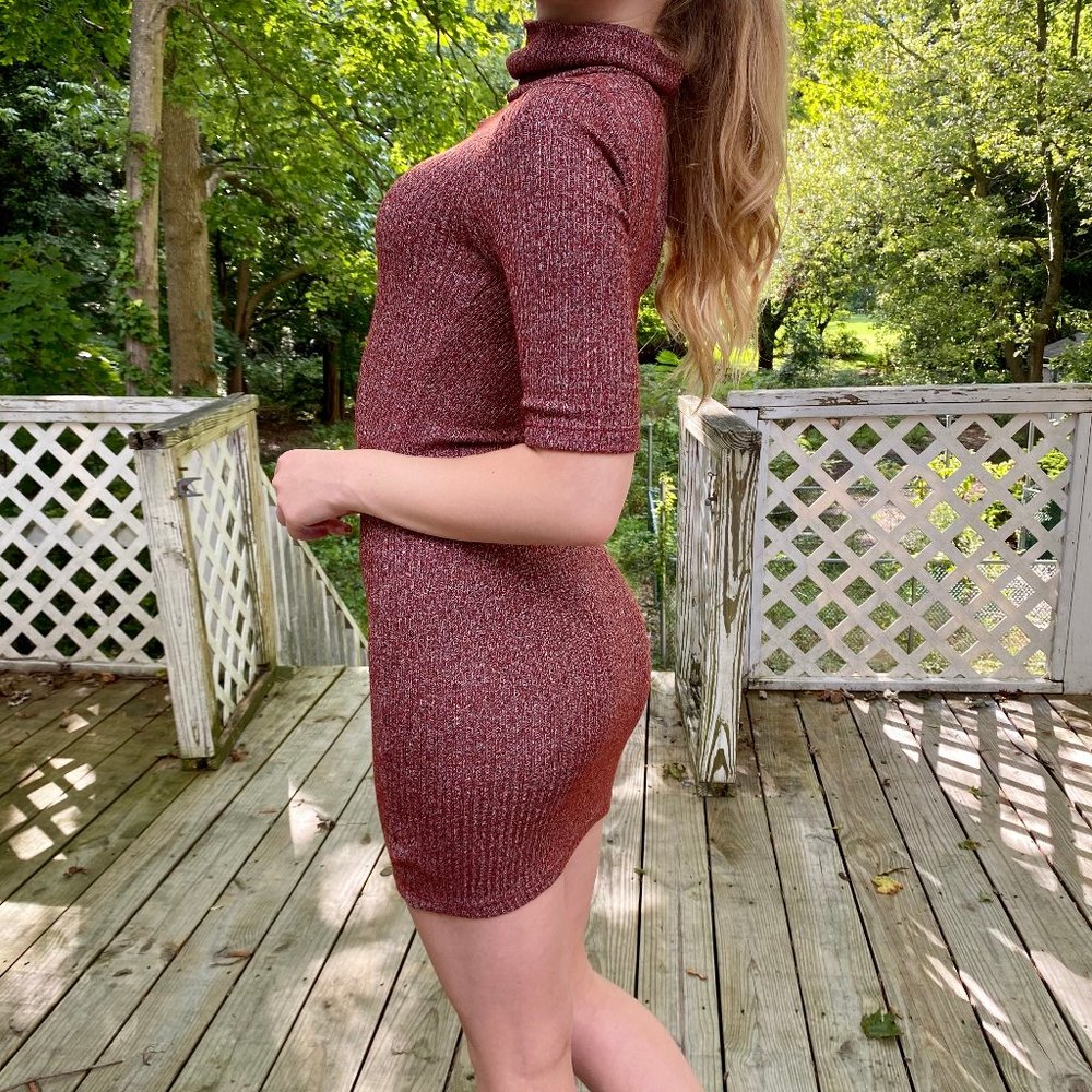 Topshop Burgundy Bodycon Sweater Dress
